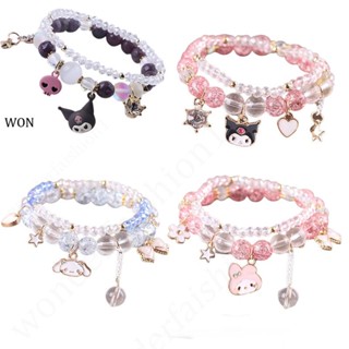 Sanrio สร้อยข้อมือคริสตัล ลาย Hello Kitty Kuromi Cinnamoroll Y2k เครื่องประดับ สําหรับเด็กผู้หญิง คู่รัก เพื่อน ของขวัญ