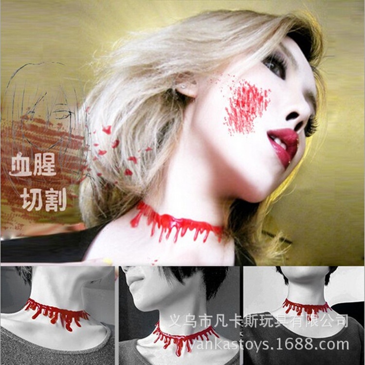 ตกแต่งฮาโลวีนสยองขวัญแวมไพร์สร้อยคอเลือดมืด KTV บ้านผีสิงสร้างสรรค์ Spoof น่ากลัว Tricky Tricky ของเ