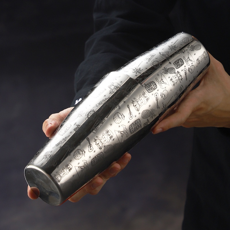 Boston Blender Stainless Steel 304 Blending Pot Bar Blending Tool Carved Shake Bottle Shake Cup