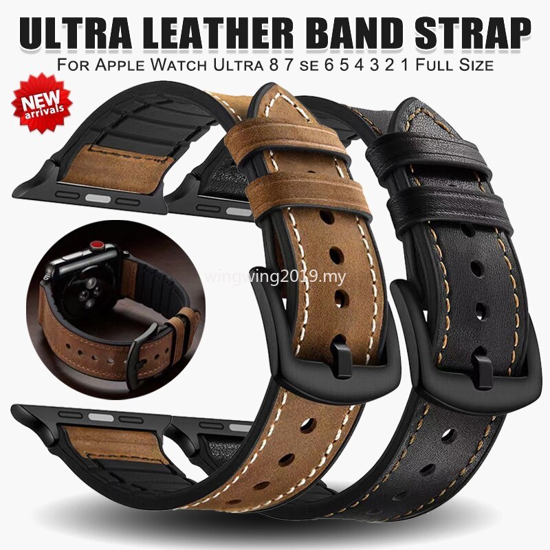 สายนาฬิกาข้อมือ ซิลิโคน หนัง สําหรับ A-pple Watch 9 8 7 6 SE 5 4 3 2 1 iWatch Band 42 มม. 44 มม. 45 มม. 40 มม. 49 มม.