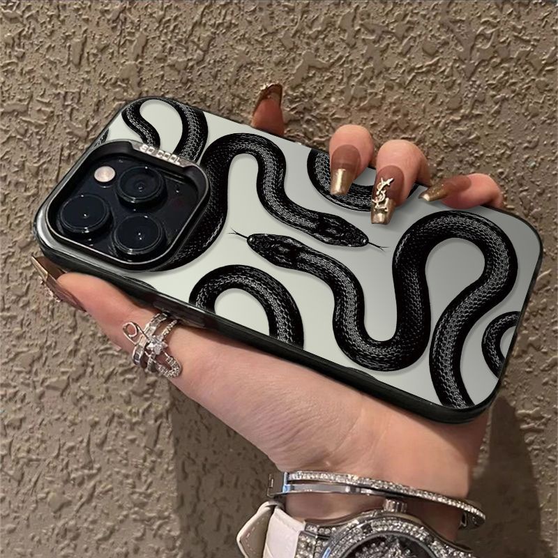 เคสโทรศัพท์มือถือ ลายงู สีดํา สีเงิน สําหรับ Apple Iphone 15promax 14pro 13 12 11 CSHD