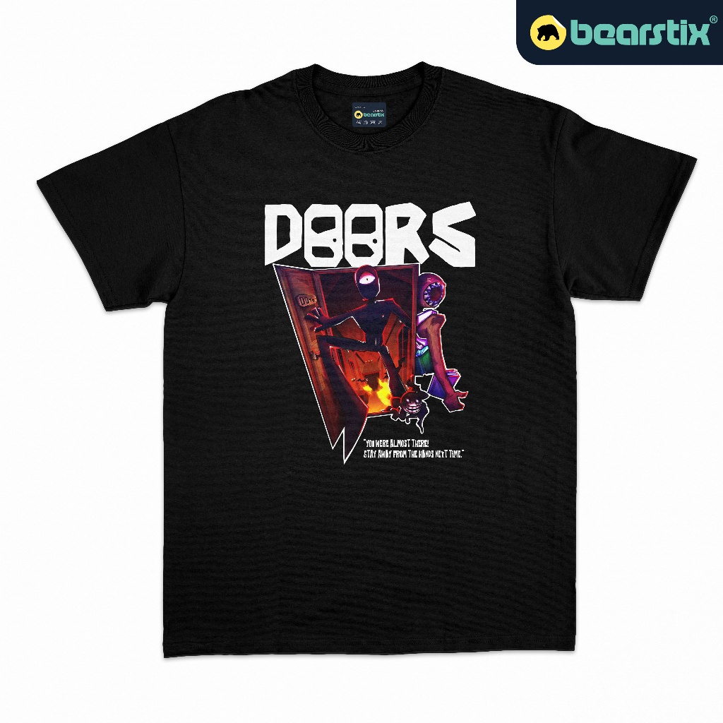สีขาว a แขนสั้นคอกลม พิมพ์ลาย Shinzo Kaos Roblox Doors Roblox สําหรับผู้ชายCotton 100%  [S-5XL]