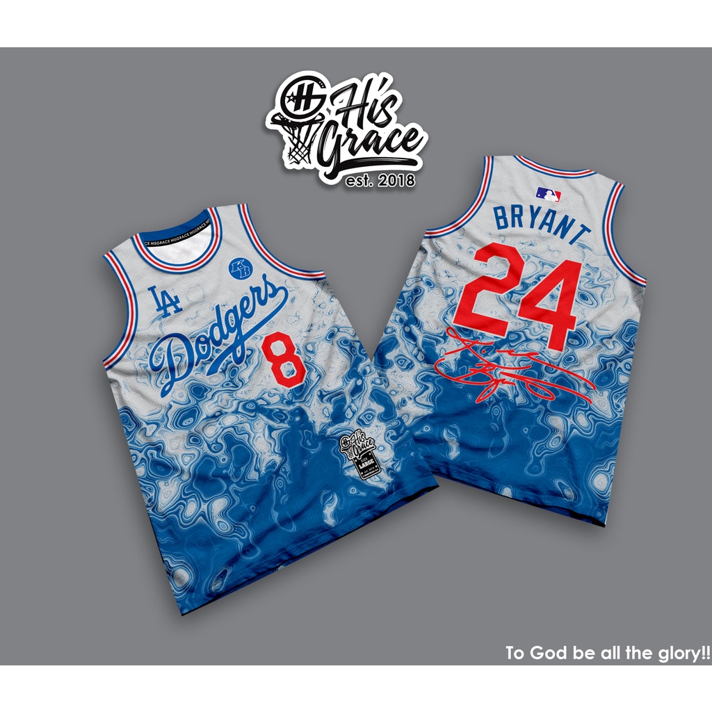 ปรับแต่งชื่อและตัวเลขฟรี MLB Dodgers KOBE BRYANT JERSEY