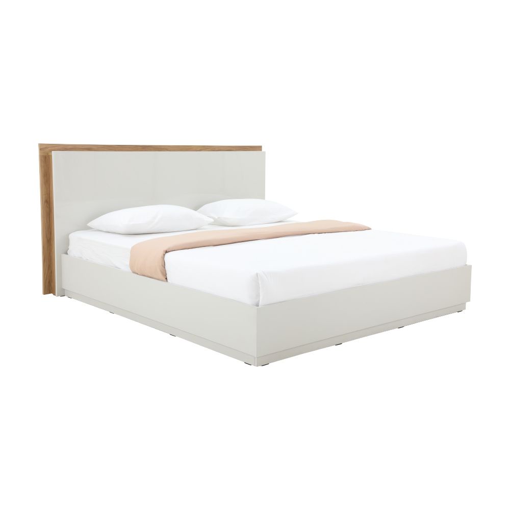INDEX LIVING MALL เตียงนอน รุ่นเฮซ ขนาด 5 ฟุต (พื้นเตียงซี่) - สีเทาอ่อน/ไลท์โอ๊ค
