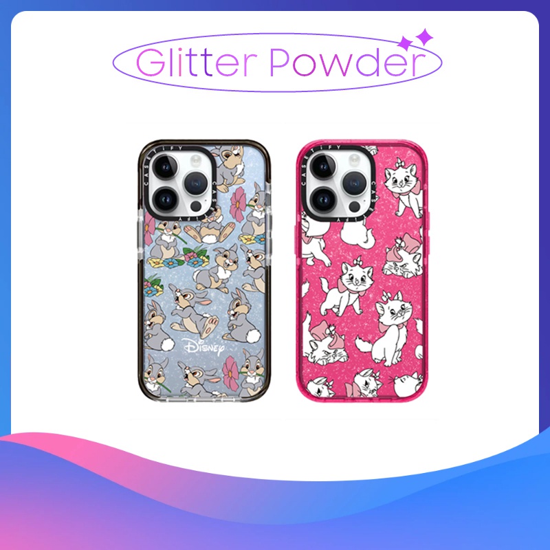 * Casetify Shimmer Glitter Powder Disney Marie Cat Thumperซิลิโคนนุ่มTPUสําหรับiPhone 11 12 13 14 15