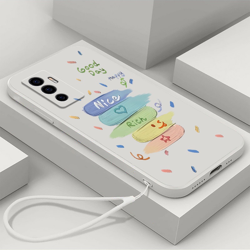 เคส VIVO V27E VIVO V27 VIVO V27 pro VIVO X90 VIVO X90 pro เคสโทรศัพท์มือถือ ซิลิโคน ขอบตรง ลาย NICE 