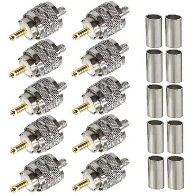 SO239 Connector PL259 ปลั๊กชาย Crimp Coax อะแดปเตอร์ SO239 PL-259 RF Connector สําหรับ LMR195 RG58 R