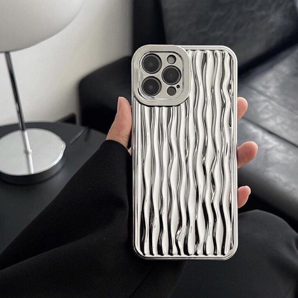 เคสไอโฟน TPU ลายคลื่นน้ำ (สีเงิน)