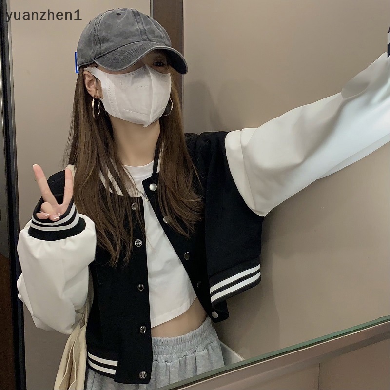 Yuan Basic เสื้อแจ็คเก็ต เสื้อเบสบอล สไตล์สตรีท สําหรับผู้หญิง ins อินเทรนด์เวอร์ชั่นเกาหลีเสื้อแจ็คเก็ตทั้งหมด ZHN