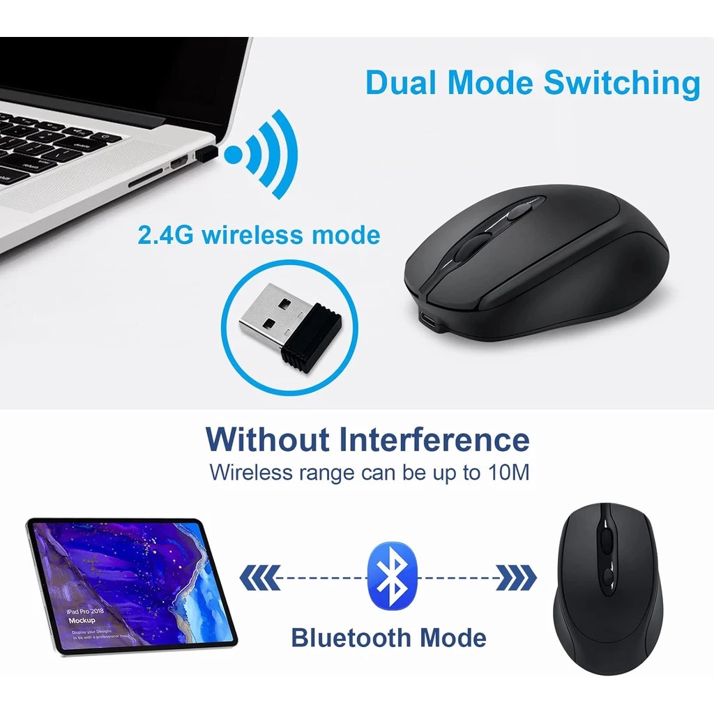 เมาส์ไร้สายบลูทูธ 2.4G ชาร์จไฟได้ สำหรับ iPad MacBook Pro/Air แล็ปท็อป thumbnail 3
