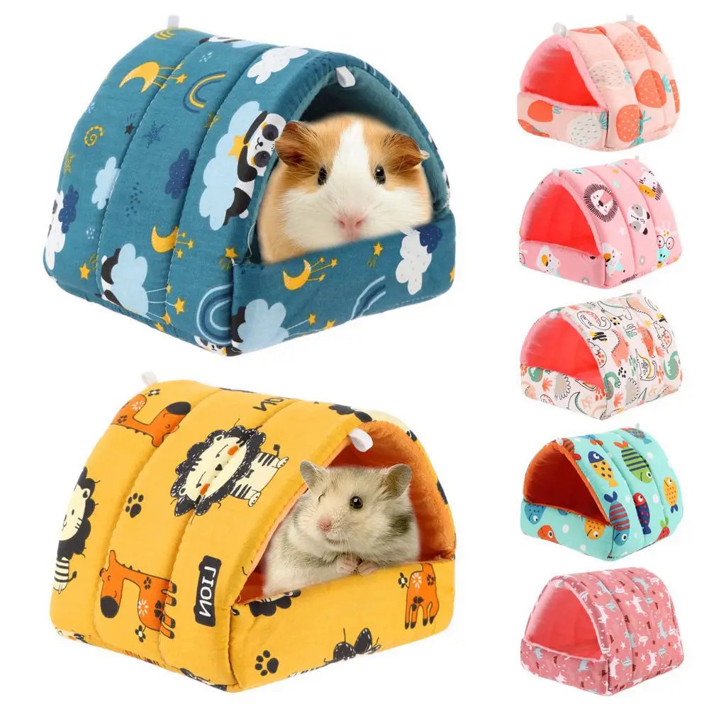 Cute Mini Cage Rabbit Squirrel Winter Warm Mat Guinea Pig Nest Hamster House Small Animal Sleeping B