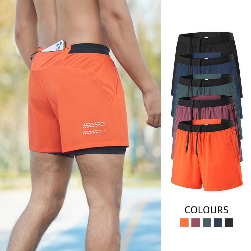 Running Shorts Men's Quick-Drying Summer Lining Fake Two-Piece Nylon Double-Layer Shorts Outdoor Mar