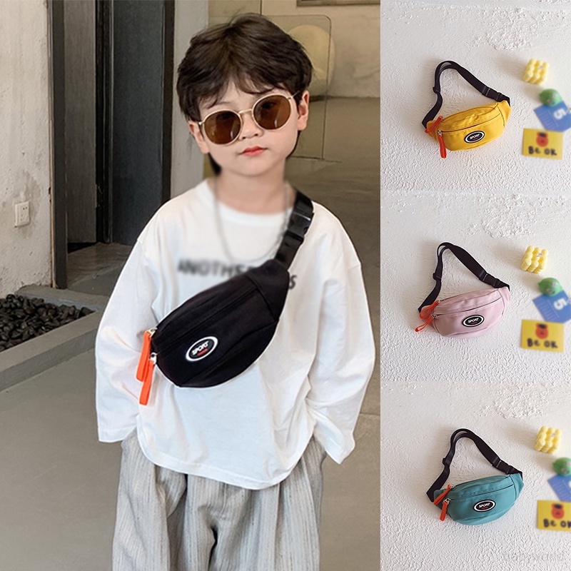 กระเป๋าคาดอกลําลอง พิมพ์ลายโมโนแกรม น้ําหนักเบา สําหรับเด็กผู้ชาย