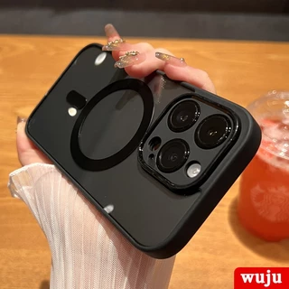 WUJU เคส เข้ากันได้สำหรับ เคสไอโฟน เคสโทรศัพท์มือถืออะคริลิคใส แบบนิ่ม กันกระแทก มีแม่เหล็ก สําหรับ iPhone 17 16 15 14 13 12 11 Pro Max Air