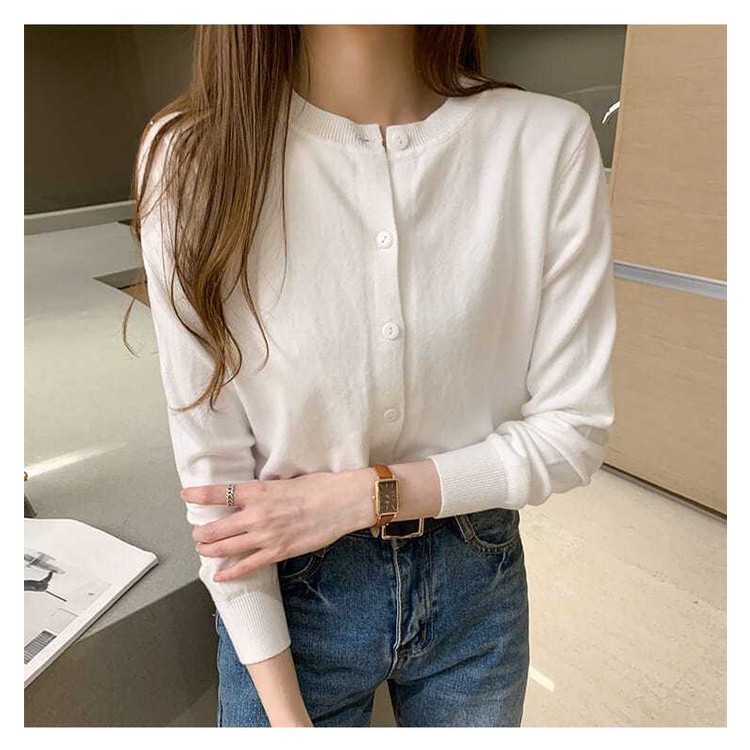 เสื้อคาร์ดิแกนแขนยาว ผ้าถัก ลําลอง แฟชั่นฤดูใบไม้ผลิ และฤดูใบไม้ร่วง สําหรับผู้หญิง - รูปที่ 6