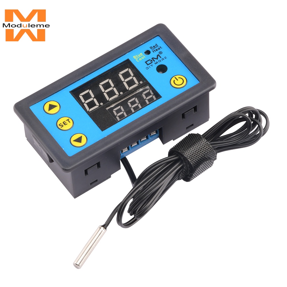 W3231 DC12V/DC24V/AC110-220V Digital Thermostat Dual Display จอแสดงผลสีแดงและสีฟ้าทรงกระบอก Probe พร้อมรีโมทคอนโทรล IR