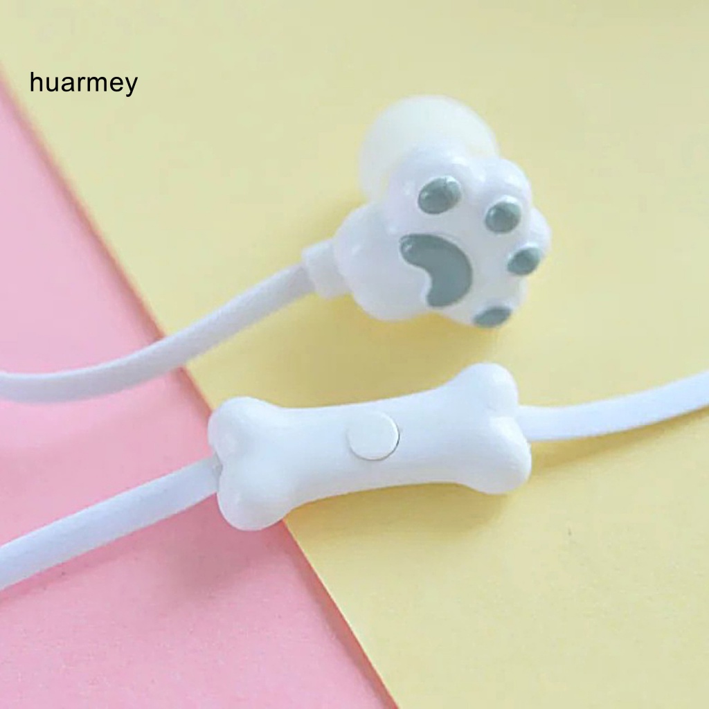 Huarmey หูฟังอินเอียร์ แบบมีสาย เสียงเบสหนัก 35 มม. ลายการ์ตูนอุ้งเท้าแมว น้ําหนักเบา พร้อมไมโครโฟน สําหรับเล่นกีฬา ราคา ถูกที่สุด ดีลบีเคเค