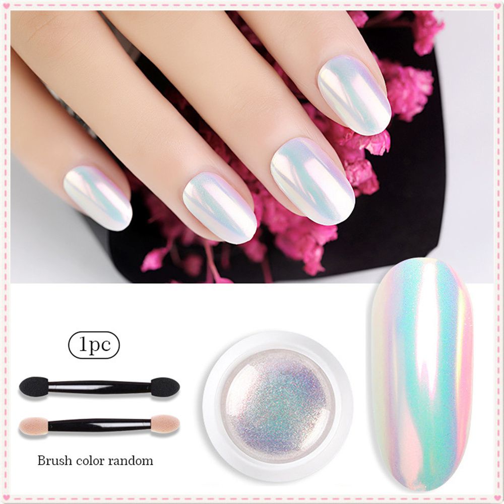Nail Art Magic Mirror Powder พร้อมแปรงทาเล็บ 1 ชิ้น Mica Shell Mermaid Pearlescent สี Fine Glitter Powder Party เทศกาลแต่งเล็บสำหรับเล็บ Shop 0.2g JOYFEEL
