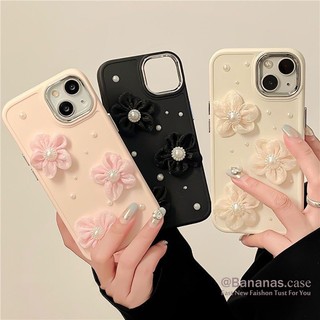 เคสโทรศัพท์มือถือ แบบนิ่ม ลายดอกไม้ ประดับไข่มุก สีชมพู สําหรับ iPhone 15 14 13 12 11 Pro Max X XR XS Max 7 8 Plus SE2020