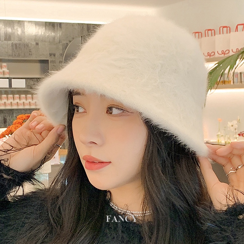 มาใหม่ หมวกบักเก็ต ผ้ากํามะหยี่ขนนิ่ม กันความหนาว ให้ความอบอุ่น สไตล์เกาหลี ชาวประมง สําหรับผู้หญิง