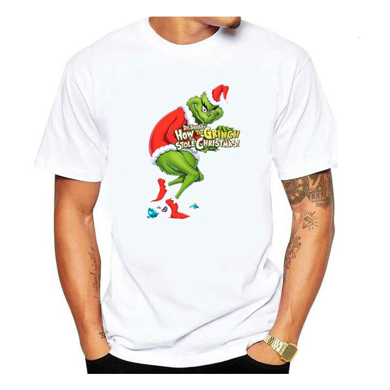 New Grinch Men Grinch Stole Christmas T-Shirt Green Hair Monster Tshirt Graphic Tee Shirt Funny Top 