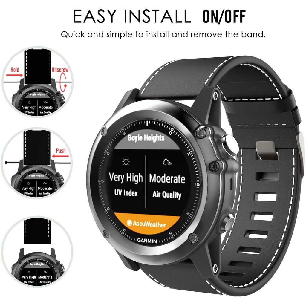 Moko สายนาฬิกาข้อมือหนัง พรีเมี่ยม สําหรับ Garmin Fenix 3 Fenix 5X Garmin Fenix 3 Fenix 3 HR Fenix 5X 5X Plus D2 Delta PX Descent mk1 Smart Watch