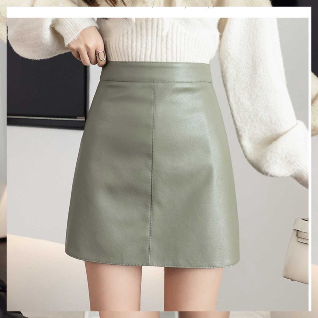Miniskirt กระโปรงหนังทรงเอ กระโปรงเอวสูง สไตล์เกาหลี ราคา ถูกที่สุด ดีลบีเคเค แกลเลอรีภาพที่ 3
