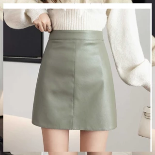 Miniskirt กระโปรงหนังทรงเอ กระโปรงเอวสูง สไตล์เกาหลี