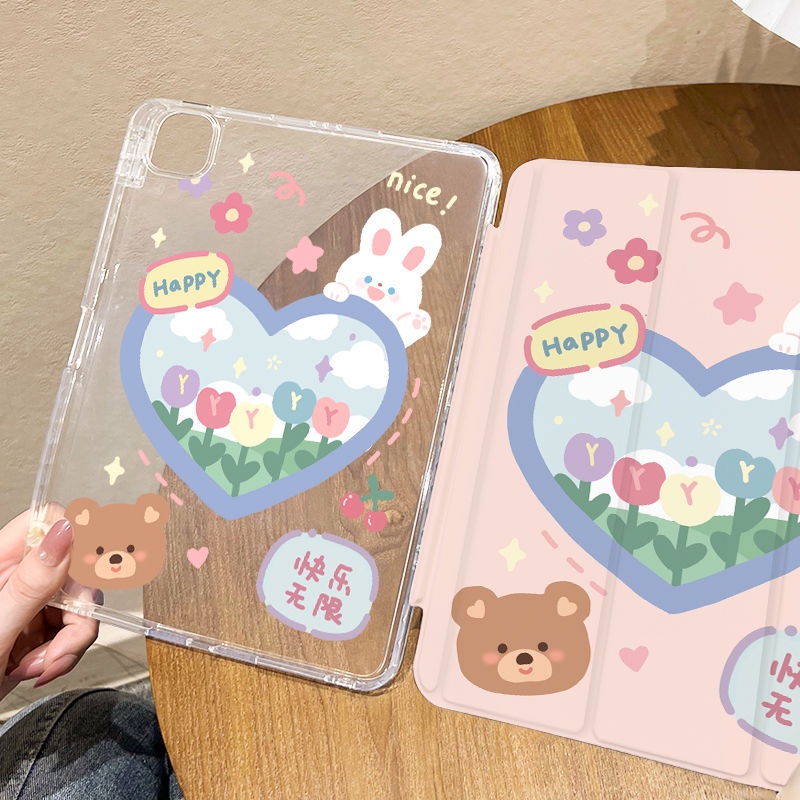 [iPad Air 4] เคสซิลิโคน ลายการ์ตูนหมี สําหรับ iPad gen9 gen8 gen7 10.2 Air4 Air5 gen 10 10.9 Pro11 2020 2021