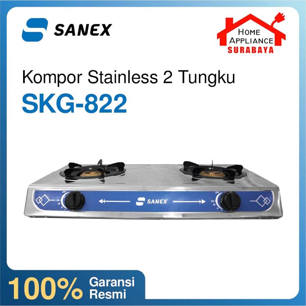 SANEX Kompor Gas Stainless Steel 2 Tungku SKG-822 / SKG822