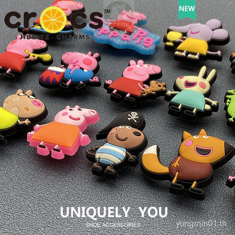 Crocs jibbitz Peppa Pig Series อุปกรณ์เสริมรองเท้า ลายดอกไม้ DIY