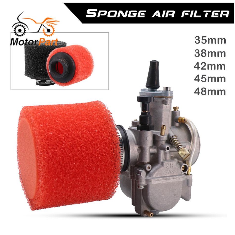 MOTOPARTS SHOP 35/38/42/45/48mm Double Sponge Air Filter Motorcycle Carburetor Air Cleaner
