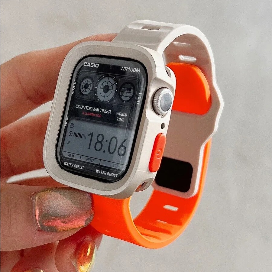เคสและสายนาฬิกาข้อมือซิลิโคน TPU สําหรับ Apple watch series ultra 9 8 7 6 5 4 se i watch ultra 2 49/45/44 มม. 41 มม. 40 มม.