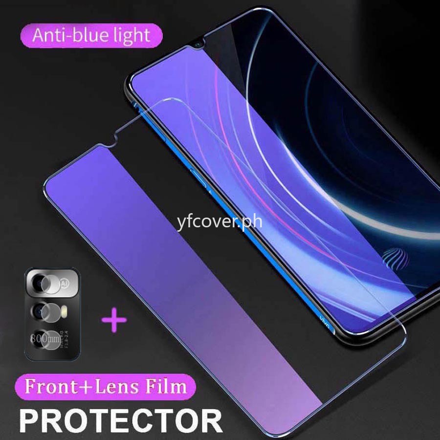 Zte Blade A72 5G ฟิล์มกระจกนิรภัยกันรอยหน้าจอ ป้องกันแสงสีฟ้า 2 in 1 สําหรับ ZTE Blade A72 A71 A52 A