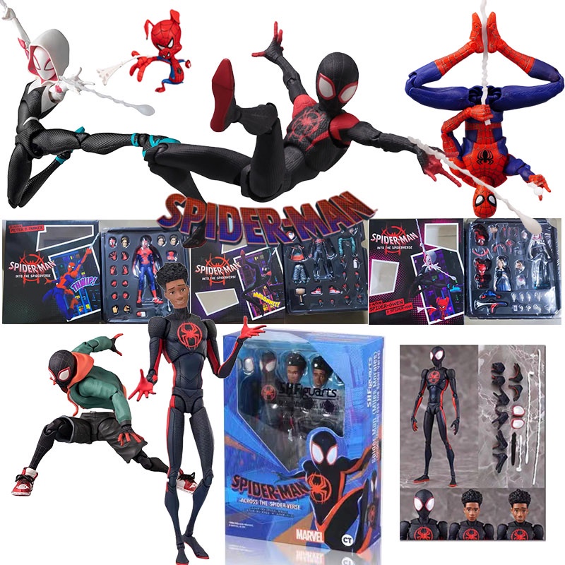 Shf ฟิกเกอร์ Spider-Man Miles Morales Gwen Stacy Peter Parker Spiderman ของเล่น ของขวัญ สําหรับเด็ก