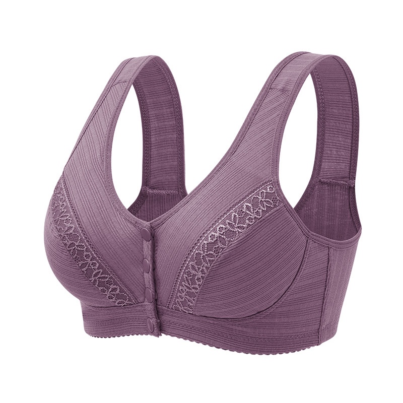 36-46 ใหม่ บราลูกไม้ กระดุมหน้า พร้อมเสื้อกล้าม ผ้าฝ้ายนุ่ม สําหรับผู้สูงอายุ และกลาง ไม่มีโครงเหล็ก