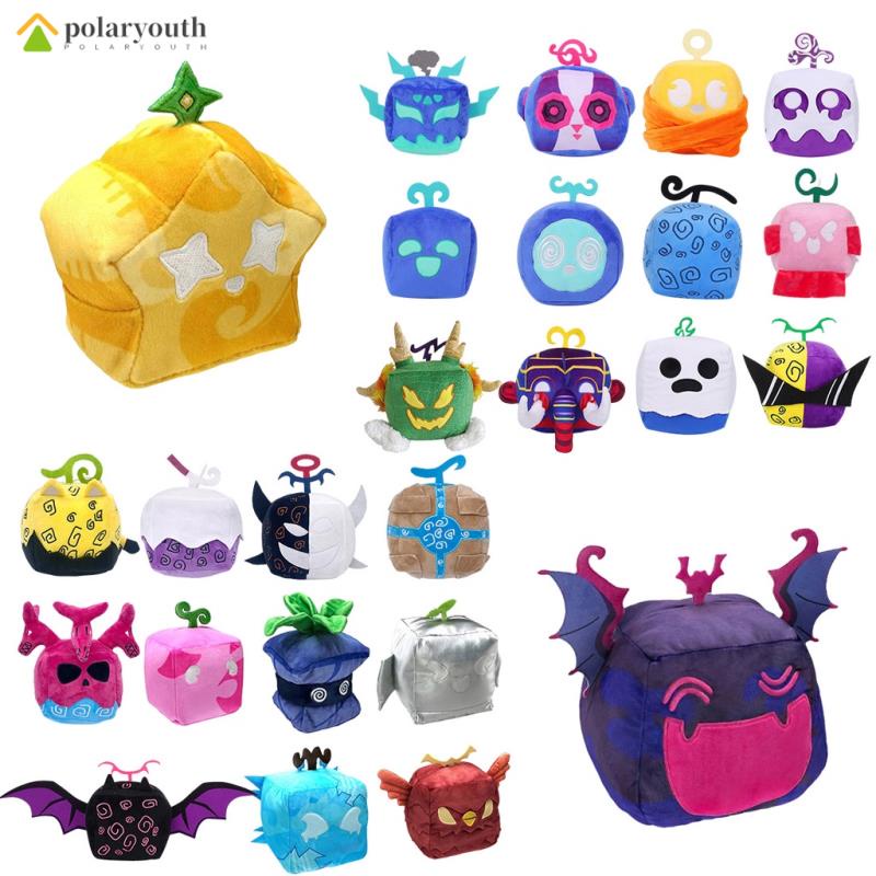 Blox Fruit Plush Toy Blox Fruit Game อุปกรณ์ต่อพ่วงผลไม้ กล่องพิมพ์เสือดาว	