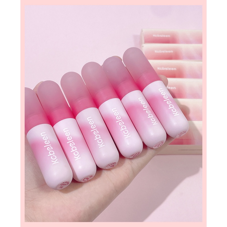 Kobeleen ลิปสติก ลิปกลอส เนื้อแมตต์ กํามะหยี่ ยืดหยุ่น ขนาดเล็ก สีเทา สีชมพูนู้ด ธรรมชาติ สําหรับผู้หญิง