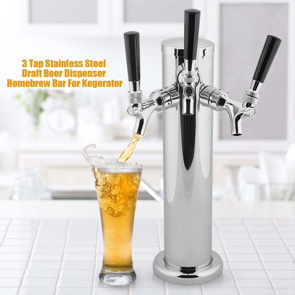Just Kitchen สแตนเลส Triple Tap 3 Faucets เครื่องจ่ายเบียร์สดสำหรับ Bar Home Brew Kegerator