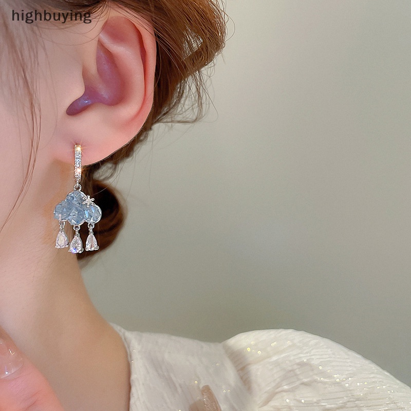 [highbuying] 1 คู่ น่ารัก เมฆ ต่างหูคริสตัล สีฟ้า เมฆฝน ต่างหูหยดน้ํา เพื่อความสวยงาม คาวาอี้ เพทาย ต่างหูหัวเข็มขัด ต่างหูปีใหม่ เครื่องประดับ ของขวัญ สินค้าใหม่