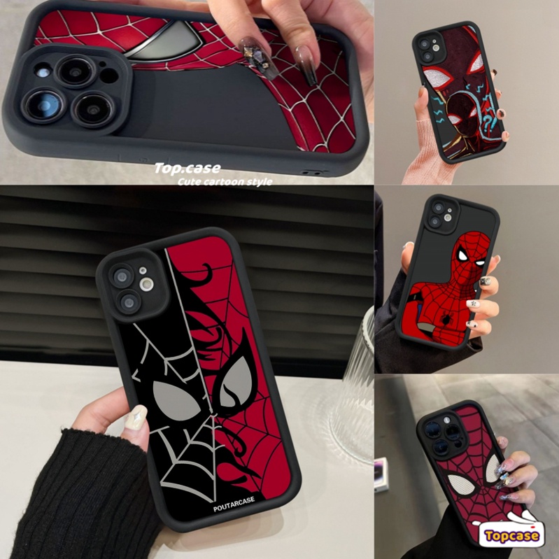 เคสโทรศัพท์มือถือ แบบนิ่ม ลายแมงมุม สีแดง สําหรับ IPhone 11 15 14 13 12 Pro Max X XR Xs Max 8 7 6s Plus SE 2020