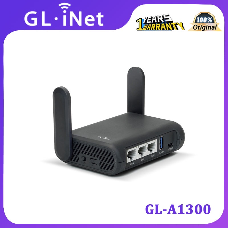 Gl.inet GL-A1300 (Slate Plus) เราเตอร์ไร้สาย VPN เข้ารหัส รักษาความปลอดภัยอินเตอร์เน็ต แหล่งเปิด แบบพกพา NAS