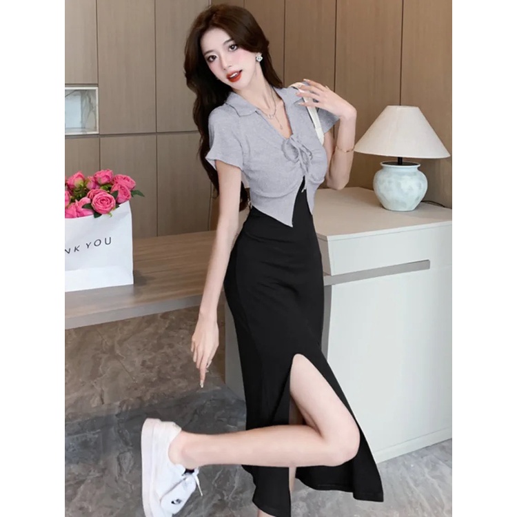 black dress ออกงาน เดรสดํา ยาว รัดรูป ออกงานสาวอวบ ไปทะเล น่ารัก แฟชั่น ผู้หญิง ชุดราตรี