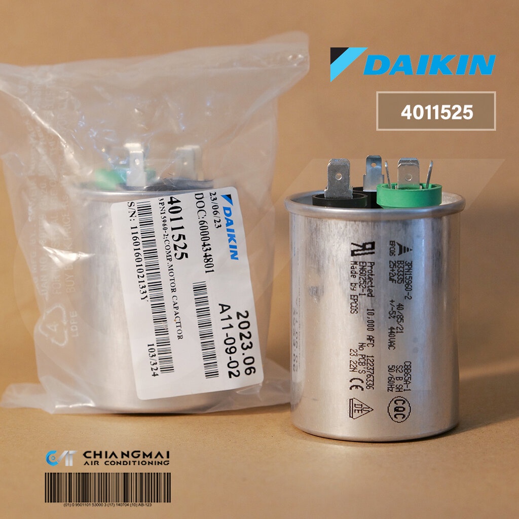 4011525 แคปรัน คาปาซิเตอร์ (3ขั้ว) 25+2uF 440 VAC อะไหล่แอร์ ของแท้ศูนย์