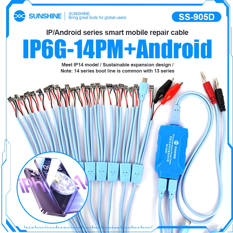 Sunshine สายเคเบิ้ลพาวเวอร์ซัพพลาย SS-905D SS-908E DC สําหรับโทรศัพท์มือถือ Android 6-13 14 Pro Max