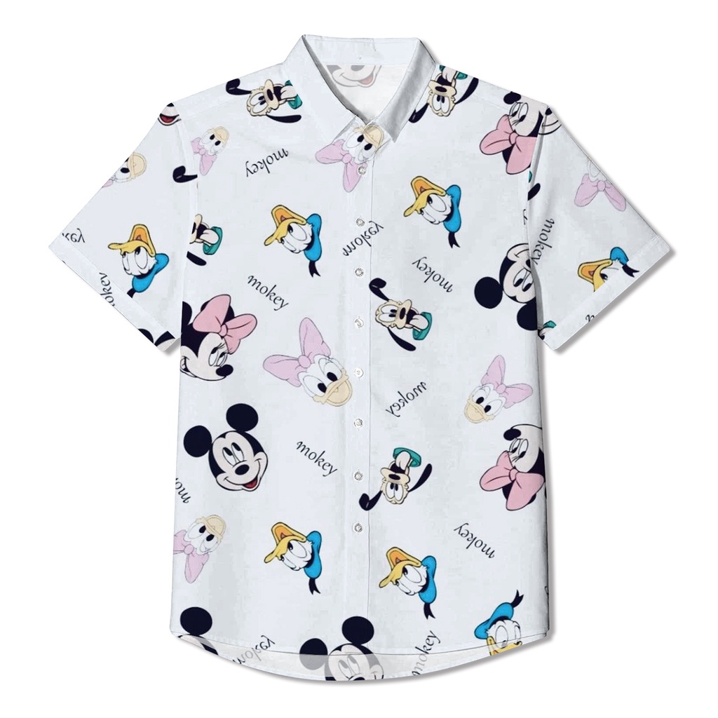 เสื้อเชิ้ตแขนสั้น พิมพ์ลายการ์ตูนมิกกี้เมาส์