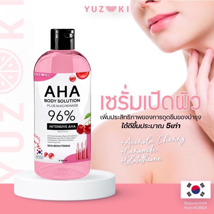 ของแท้ ส่งฟรี💯 Yuzuki AHA Body Solution บอดี้ โซลูชั่น ผิวบอบบางแพ้ง่าย ก็สามารถใช้ได้ และให้ผิวชุ่ม