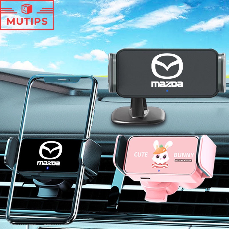 Mazda ประเภทหนีบอัตโนมัติ ที่วางโทรศัพท์มือถือในรถยนต์ GPS ขาตั้งโทรศัพท์ ที่ยึดโทรศัพท์ติดรถยนต์ 2 