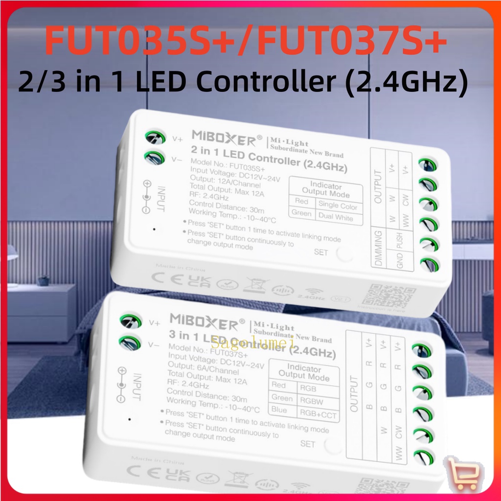 Miboxer DC12-24V FUT035S+ FUT037S+ ตัวควบคุม Wifi 3 in1 2in1 สําหรับไฟ RGBW RGBCCT COB Led สีขาวคู่