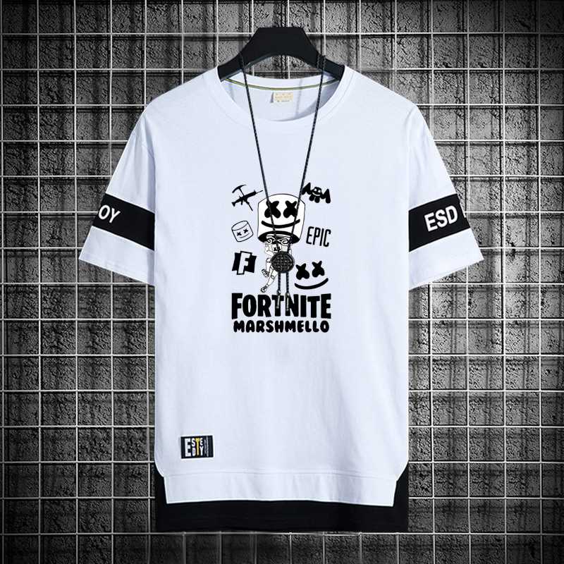 เสื้อยืดแขนสั้นลําลอง คอกลม พิมพ์ลายกราฟฟิค DJ Marshmello โอเวอร์ไซซ์ สไตล์ฮิปฮอป สําหรับผู้ชาย มีสีดํา สีขาว ไซซ์ M-XXXL